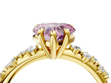 Yellow gold Fancy Pink Heart  Cut Diamond Vine Band with Four-Prong Setting_61