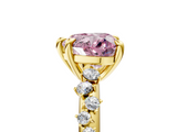 Yellow gold Fancy Pink Heart  Cut Diamond Vine Band with Four-Prong Setting_62