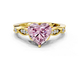Yellow gold Fancy Pink Heart  Cut Diamond with Milgrain Marquise and Bezel Accents on a Solitaire Band with Prong Setting_230