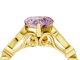 Yellow gold Fancy Pink Heart  Cut Diamond with Milgrain Marquise and Bezel Accents on a Solitaire Band with Prong Setting_234