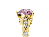 Yellow gold Fancy Pink Heart  Cut Diamond with Milgrain Marquise and Bezel Accents on a Solitaire Band with Prong Setting_235