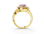 Yellow gold Fancy Pink Heart  Cut Double Halo Diamond Engagement Ring with Pave Band and Four-Prong Setting_45