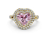 Yellow gold Fancy Pink Heart  Cut Double Halo Split Shank Diamond Ring with Prong Setting_49