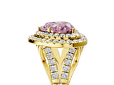 Yellow gold Fancy Pink Heart  Cut Double Halo Split Shank Diamond Ring with Prong Setting_54