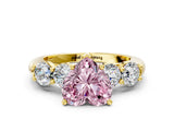 Yellow gold Fancy Pink Heart  Cut Five-Stone Prong Set Diamond Ring with Classic Band_32
