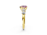 Yellow gold Fancy Pink Heart  Cut Five-Stone Prong Set Diamond Ring with Classic Band_34