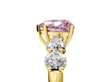 Yellow gold Fancy Pink Heart  Cut Five-Stone Prong Set Diamond Ring with Classic Band_37
