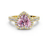 Yellow gold Fancy Pink Heart  Cut Halo Diamond Engagement Ring with Pave Band and Four-Prong Setting_28