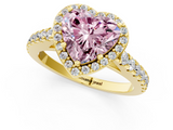 Yellow gold Fancy Pink Heart  Cut Halo Diamond Engagement Ring with Pave Band and Four-Prong Setting_29