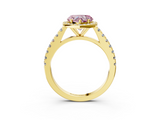 Yellow gold Fancy Pink Heart  Cut Halo Diamond Engagement Ring with Pave Band and Four-Prong Setting_31
