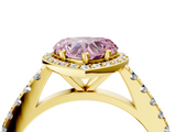 Yellow gold Fancy Pink Heart  Cut Halo Diamond Engagement Ring with Pave Band and Four-Prong Setting_32