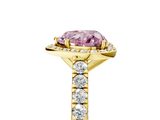 Yellow gold Fancy Pink Heart  Cut Halo Diamond Engagement Ring with Pave Band and Four-Prong Setting_33