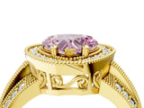 Yellow gold Fancy Pink Heart Cut Halo Diamond Engagement Ring with Pave Split Shank and Four-Prong Setting_4