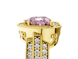 Yellow gold Fancy Pink Heart Cut Halo Diamond Engagement Ring with Pave Split Shank and Four-Prong Setting_5