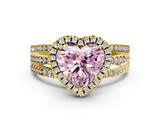 Yellow gold Fancy Pink Heart  Cut Halo Diamond Engagement Ring with Split Shank and Four-Prong Setting_20