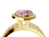 Yellow gold Fancy Pink Heart  Cut Halo Diamond Engagement Ring with Split Shank and Four-Prong Setting_24