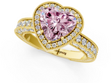 Yellow gold Fancy Pink Heart  Cut Halo Diamond Pave Band Ring with Four-Prong Setting_46