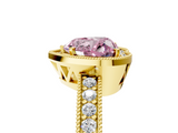 Yellow gold Fancy Pink Heart  Cut Halo Diamond Pave Band Ring with Four-Prong Setting_50