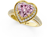 Yellow gold Fancy Pink Heart  Cut Halo Diamond Pave Band with Four-Prong Setting_38