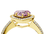 Yellow gold Fancy Pink Heart  Cut Halo Diamond Pave Band with Four-Prong Setting_41