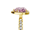 Yellow gold Fancy Pink Heart Cut Halo Diamond Pave Band with Prong Setting_5