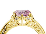 Yellow gold Fancy Pink Heart  Cut Halo Diamond Ring with Channel Set Band and Four-Prong Setting_59