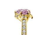 Yellow gold Fancy Pink Heart  Cut Halo Diamond Ring with Channel Set Band and Four-Prong Setting_60