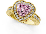 Yellow gold Fancy Pink Heart  Cut Halo Diamond Ring with Pavé Band and Four-Prong Setting_53