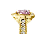 Yellow gold Fancy Pink Heart  Cut Halo Diamond Ring with Pavé Band and Four-Prong Setting_57