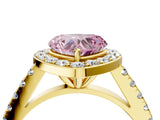 Yellow gold Fancy Pink Heart Cut Halo Diamond Ring with Pavé Band and Three-Prong Setting_4