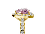 Yellow gold Fancy Pink Heart Cut Halo Diamond Ring with Pavé Band and Three-Prong Setting_5