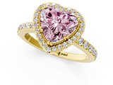 Yellow gold Fancy Pink Heart  Cut Halo Diamond Ring with Pave Band and Four-Prong Setting_25