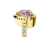 Yellow gold Fancy Pink Heart  Cut Halo Diamond Ring with Pave Band and Four-Prong Setting_29