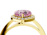 Yellow gold Fancy Pink Heart Cut Halo Diamond Ring with Solitaire Band and Prong Setting_4