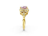 Yellow gold Fancy Pink Heart Cut Halo Diamond Split Shank Engagement Ring with Four-Prong Setting_2