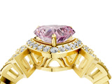 Yellow gold Fancy Pink Heart Cut Halo Diamond Split Shank Engagement Ring with Four-Prong Setting_4