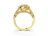 Yellow gold Fancy Pink Heart Cut Halo Diamond Split Shank Pave Ring_15