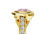 Yellow gold Fancy Pink Heart Cut Halo Diamond Split Shank Pave Ring_17