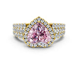 Yellow gold Fancy Pink Heart Cut Halo Pavé Diamond Engagement Ring with Split Shank and Four-Prong Setting_3