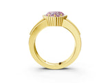 Yellow gold Fancy Pink Heart  Cut Halo Pave Band Four-Prong Ring_51