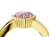 Yellow gold Fancy Pink Heart  Cut Halo Pave Band Four-Prong Ring_52