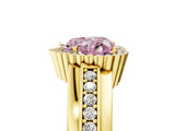Yellow gold Fancy Pink Heart  Cut Halo Pave Band Four-Prong Ring_53