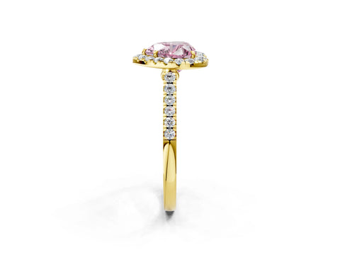 Yellow gold Fancy Pink Heart Cut Halo Pave Diamond Engagement Ring with Four-Prong Setting_2