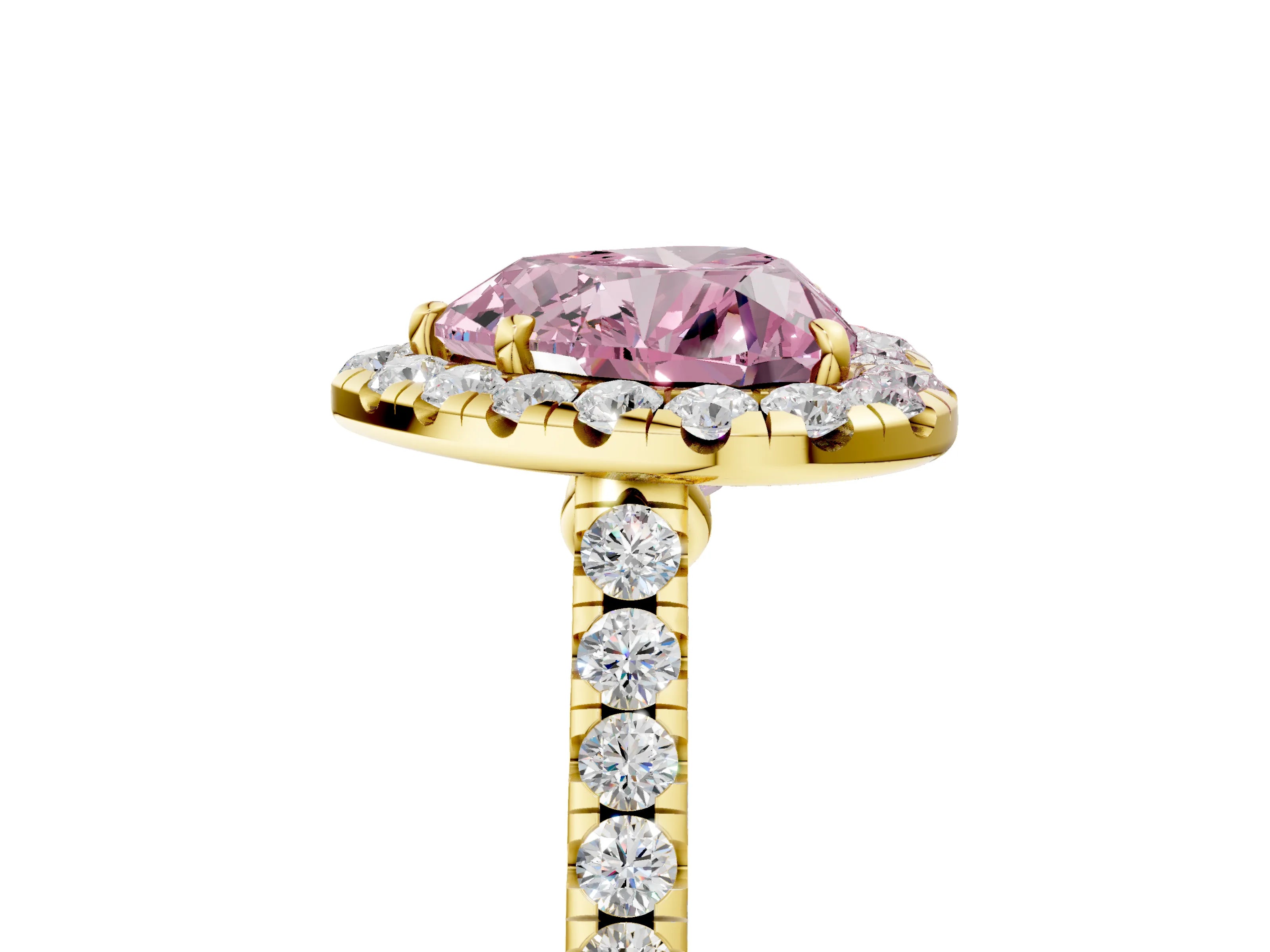 Yellow gold Fancy Pink Heart Cut Halo Pave Diamond Engagement Ring with Four-Prong Setting_5