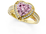 Yellow gold Fancy Pink Heart  Cut Halo Pave Split Shank Prong Setting Ring_34