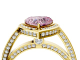 Yellow gold Fancy Pink Heart  Cut Halo Pave Split Shank Prong Setting Ring_37