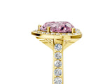 Yellow gold Fancy Pink Heart Cut Halo Round Diamond Pavé Band with Four-Prong Setting_8