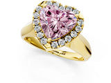 Yellow gold Fancy Pink Heart  Cut Halo Solitaire Engagement Ring with Square Band and Four-Prong Setting_115