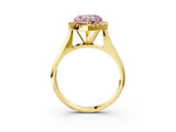 Yellow gold Fancy Pink Heart  Cut Halo Solitaire Engagement Ring with Square Band and Four-Prong Setting_117
