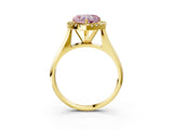 Yellow gold Fancy Pink Heart  Cut Halo Solitaire Engagement Ring with Square Band and Four-Prong Setting_57